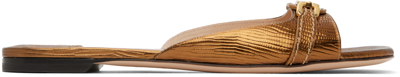 Tom Ford 10mm Lizard Print Leather Slides In 1y005 Bronze