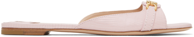 Shop Tom Ford Pink Stamped Lizard Leather Whitney Slides In 1p043 Pastel Pink