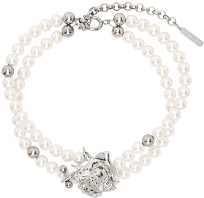 Shop Justine Clenquet White & Silver Betsy Choker In Palladium