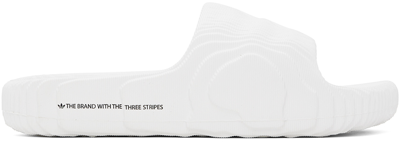Shop Adidas Originals White Adilette 22 Slides In Crystal White / Crys