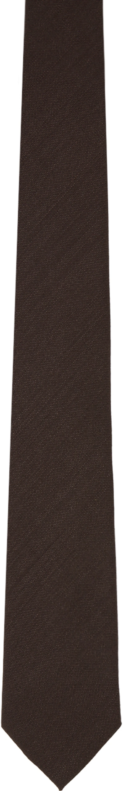 Shop Tom Ford Brown Textured Tie In Chocolate