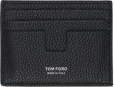 Shop Tom Ford Black & Green T Line Card Holder In Black + Lime