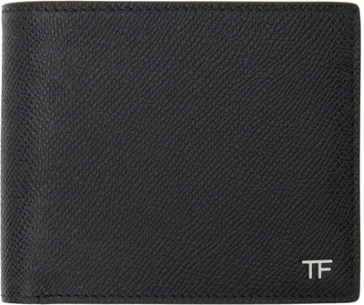 Shop Tom Ford Black Small Grain Leather Bifold Wallet