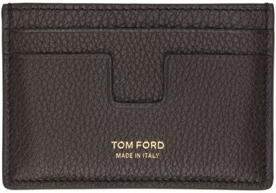 Shop Tom Ford Brown Soft Leather Card Holder In Chocolate