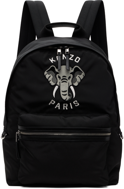 Shop Kenzo Black  Paris Logo Backpack In 99 Black