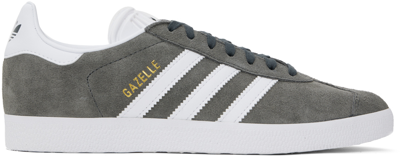 Shop Adidas Originals Gray & White Gazelle Sneakers In Dgh Solid Grey / Whi