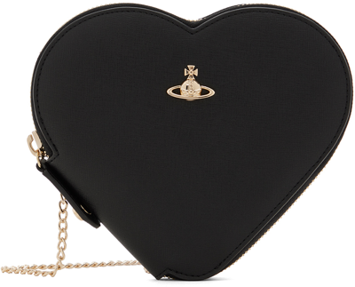 Shop Vivienne Westwood Black New Heart Crossbody Bag In N401 Black