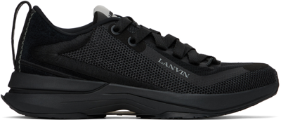 Shop Lanvin Black L-i Mesh Sneakers In 1010 Black/black