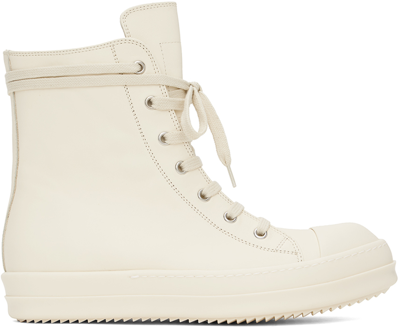 Shop Rick Owens Off-white High Sneakers In 1111 Milk/milk/milk