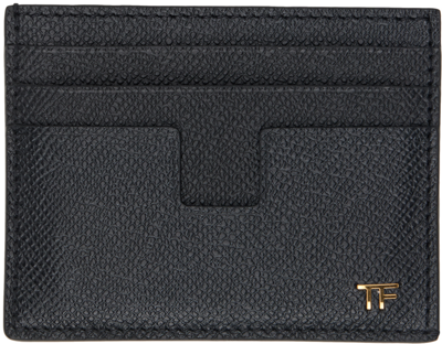 Shop Tom Ford Black Small Grain Leather Card Holder