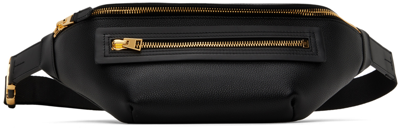 Shop Tom Ford Black Soft Grain Leather Buckle Pouch