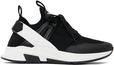 Shop Tom Ford Black Jago Sneakers In Black + White