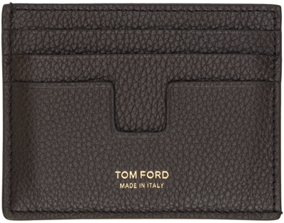 Shop Tom Ford Brown T Line Card Holder In Chocolate
