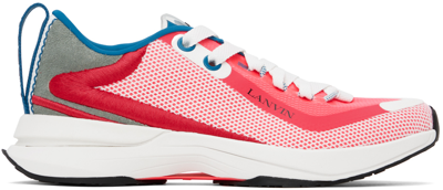 Shop Lanvin Pink L-i Mesh Sneakers In 0130 Optic White/red