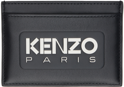 Shop Kenzo Black  Paris Emboss Leather Card Holder