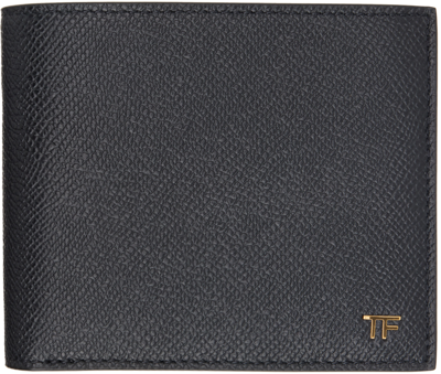 Shop Tom Ford Black Small Grain Leather Bifold Wallet