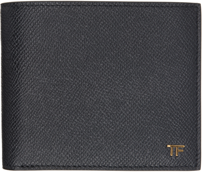 Tom Ford Black Small Grain Leather Bifold Wallet In Black