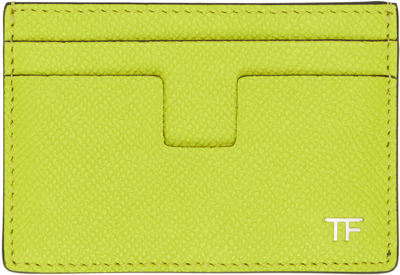 Shop Tom Ford Green Leather Classic Card Holder In Lime