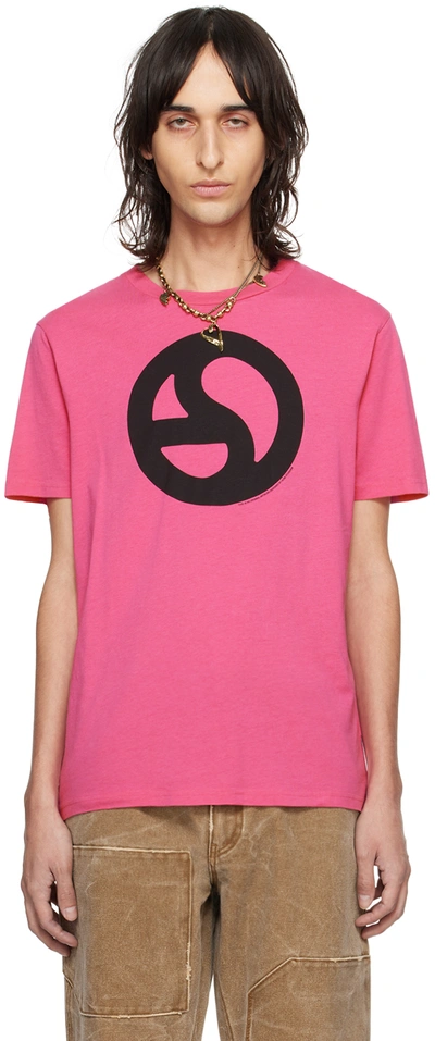 Shop Acne Studios Pink Graphic T-shirt In Asa Neon Pink