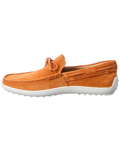 Shop Tod's Tods Laccetto Suede Loafer In Orange