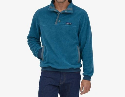 Shop Patagonia Men's Shearling Button Fleece Pullover In Wavy Blue
