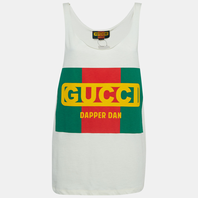 Pre-owned Gucci X Dan Dapper Off White Logo Printed Cotton Tank Top Xs