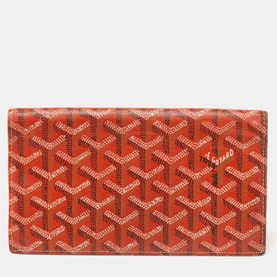 Pre-owned Goyard Ine Coated Canvas And Leather Richelieu Wallet In Orange