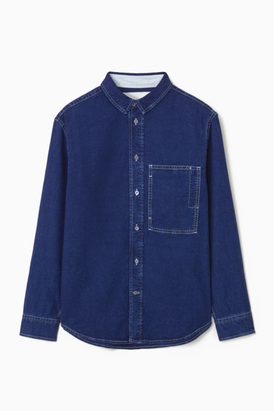 Shop Cos Utility Cotton Overshirt In Blue