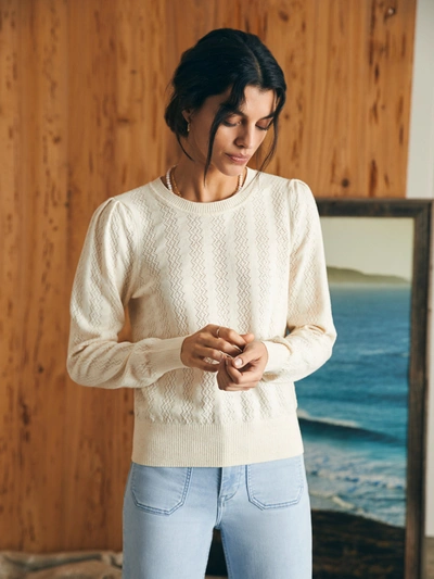 Shop Faherty Pointelle Lola Sweater In Egret