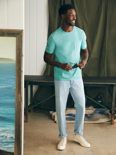 Shop Faherty Sunwashed Pocket T-shirt In Island Teal