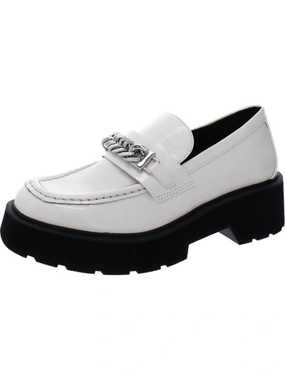 Shop Aqua Blake Womens Patent Flats Loafers In White