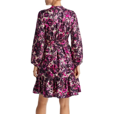 Shop Kobi Halperin Georgie Womens Silk Floral Print Mini Dress In Purple
