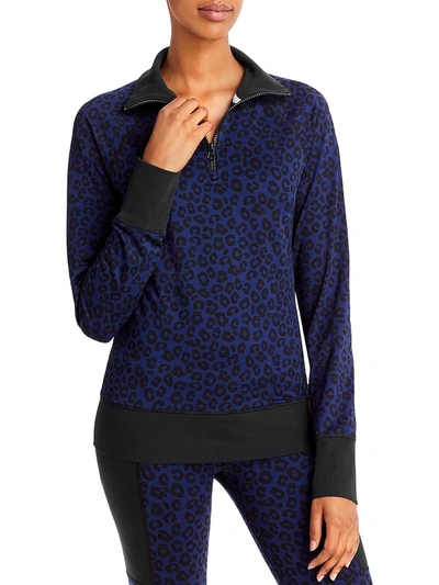 Shop Aqua Womens 1/2 Zip Animal Print Sweatshirt In Blue