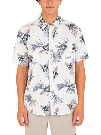 Shop Hurley Mens Cotton Printed Hawaiian Print Shirt In Blue