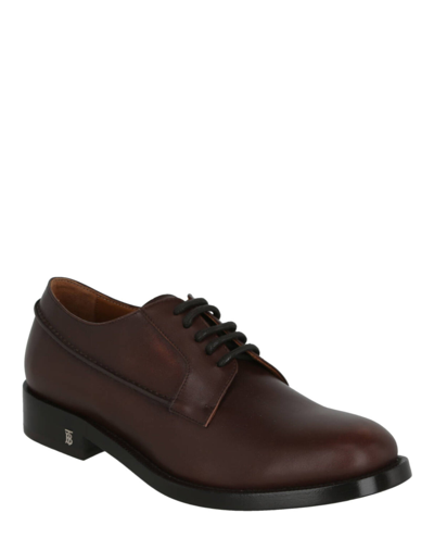 Shop Burberry Leather Oxfords In Brown