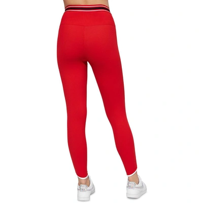 Shop Eleven By Venus Williams Womens Contrast Trim Ribbed Athletic Leggings In Red