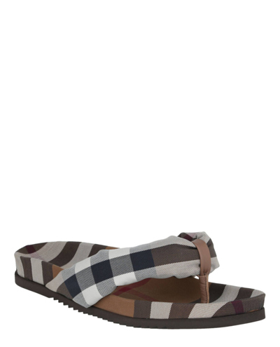 Shop Burberry Check Print Thong Sandals In Black