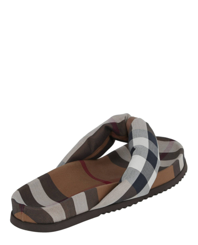 Shop Burberry Check Print Thong Sandals In Black