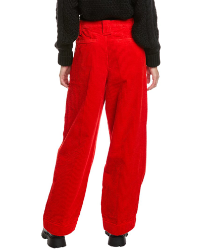 Shop Ganni Corduroy Loose Fit Pant In Red
