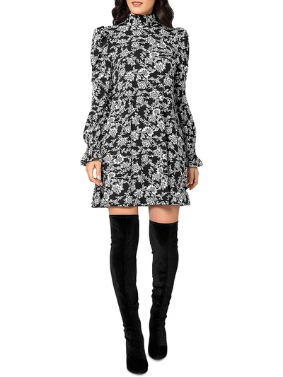 Shop Leota Bianca Womens Knit Floral Shift Dress In Grey
