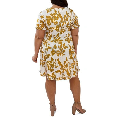 Shop Maree Pour Toi Womens Floral Ruffle Sleeve Shift Dress In Yellow