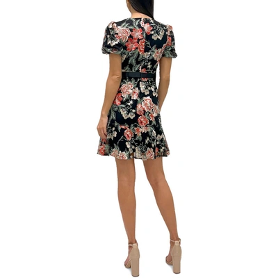 Shop Sam Edelman Womens Embroidered Flowers Puff Sleeves Cocktail And Party Dress In Black