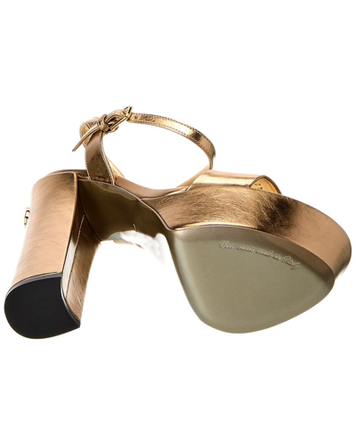 Shop Dolce & Gabbana Dg Logo Leather Platform Sandal In Gold