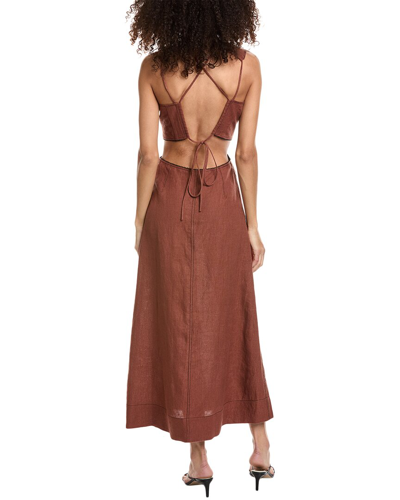 Shop Ganni Cutout Waist Maxi Dress In Brown