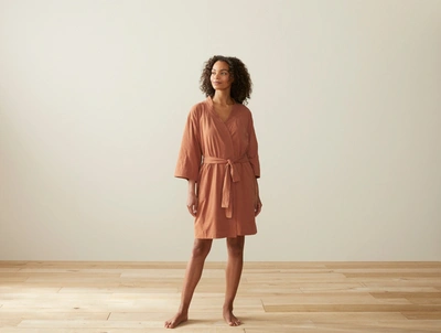 Shop Coyuchi Women's Solstice Organic Short Robe In Brown