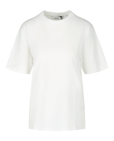 Shop Burberry Cotton Blend T-shirt In White