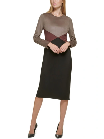 Shop Donna Karan Womens Faux Suede Knee-length Sheath Dress In Multi