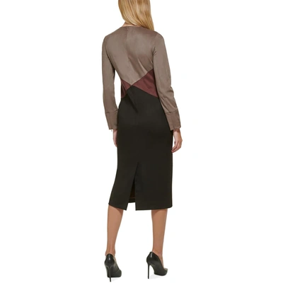 Shop Donna Karan Womens Faux Suede Knee-length Sheath Dress In Multi