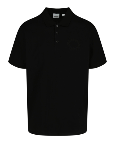 Shop Burberry Oak Leaf Crest-embroidered Polo In Black