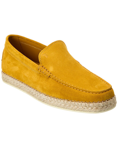 Shop Tod's Suede Espadrille In Yellow